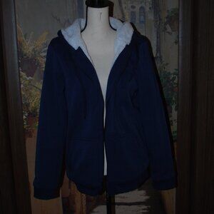 NEW Navy Hooded, Fleece-lined Jacket - L